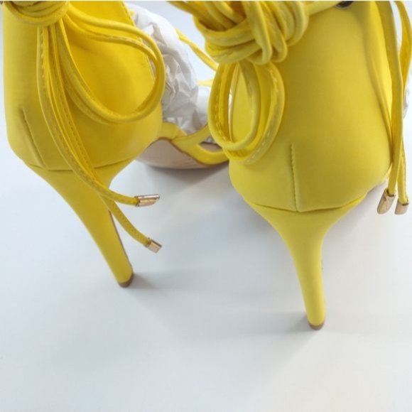 Glaze Womens Gladiator Strappy Stiletto Heels Sandals Yellow Size 8.5 - Picture 4 of 13